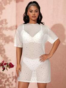 SHEIN SXY Zomerse modieuze jurk met pailletten en doorschijnend gaas voor dames
