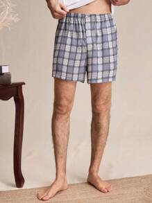 EverLounge Men's Elastic Waist Plaid Shorts For Loungewear - Multicolor - View 3