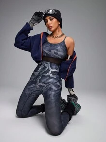 Innovista Bộ đồ liền thân thể thao hở lưng in hình động vật, nâng mông, trang phục, bộ đồ liền thân cho phụ nữ, yoga, phòng tập thể dục, người đi xe đạp, vải thun, khoét rỗng, đường cong gợi cảm, thiết kế cắt 3D, trang phục mùa thu - Nhiều màu - Xem 5