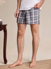 EverLounge Men's Elastic Waist Plaid Shorts For Loungewear - Multicolor - View 4