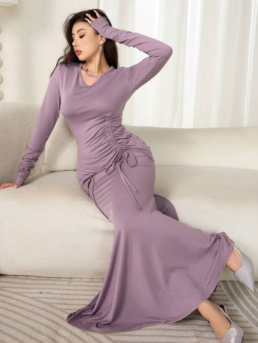 Mulvari Set van 2 gebreide tops met trekkoord en aansluitende zeemeerminrok voor dames (2 stuks)
