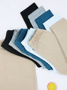 6 件套年轻男孩休闲纯色圆领长袖 T 恤和裤子套装，适合日常穿着、夹克搭配、旅行、购物、节日活动，展现年轻男孩独特的时尚风格，适合日常和场合穿着的自信装扮，春季/秋季 - 彩色 - 查看 3