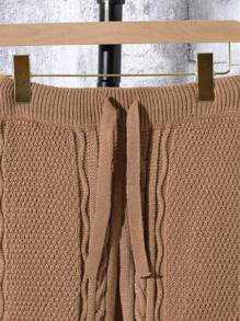 Teen Boys' Solid Color Crew Neck Sweater And Drawstring Sweatpants Set, Suitable For Autumn/Winter
