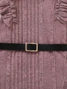 SHEIN 3pcs/Set Baby Girls' Casual Vintage Elegant Collar Top, Dress With Belt, Outfits