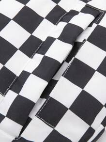 Manfinity Hypemode Men's Long Sleeve Zip-Up Plaid Padded Coat, Casual Daily Wear,Boyfriend Gift,Winter Warm Winter Coat,Fall Men Clothes