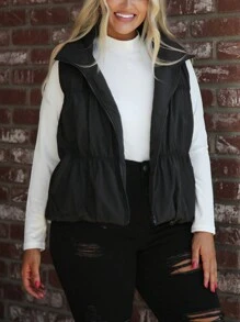 SHEIN LUNE Áo khoác nữ cỡ lớn mùa đông, màu trơn, có túi, khóa kéo, mặt trước lót lông mềm mại, kiểu dáng thường ngày, giữ ấm mùa đông, áo khoác dày dặn & áo parka, có thể gấp gọn, nhẹ, khóa kéo toàn thân, trang phục thiết yếu, đi làm, tối giản, đơn giản, trang phục công sở, phong cách cổ điển, trang phục thường ngày, trang phục thường ngày sành điệu, siêu ấm áp và mềm mại! Thích hợp cho kỳ nghỉ lễ. - màu đen - Xem 3