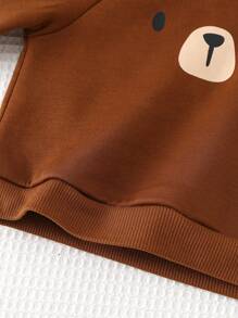 Cozy Pixies 2 pezzi Set neonato con felpa con cappuccio manica lunga con stampa orsetto cartoni animati e pantaloni con vita elastica e caviglie