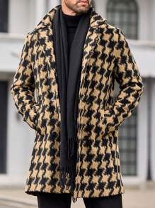 Manfinity VCAY Men's Slim Fit Casual Turndown Collar Long Woolen Jacket, Suitable For Autumn & Winter