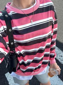 INAWLY Sudadera casual de mujer con rayas, top de manga larga para otoño - Multicolor - Ver 1