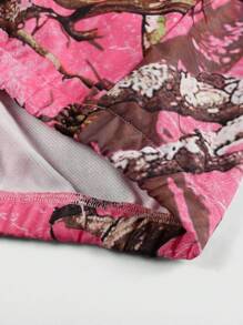 ROMWE MEN Street Life Men's Fashionable Tree Branch Print Hooded Sweatshirt, Fall - Pink - View 4