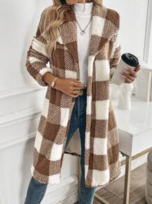 SHEIN LUNE 女士常规款长款宽松夹克，秋冬季保暖夹棉大衣 - 彩色 - 查看 5