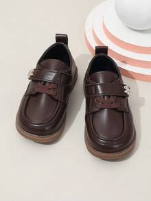 1 Pair Girls' Hook And Loop Casual Flat Shoes, Suitable For Spring And Summer - Brown - View 4