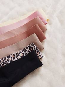 7 件装无缝舒适简约豹纹印花大地色系女式丁字裤 - 彩色 - 查看 6