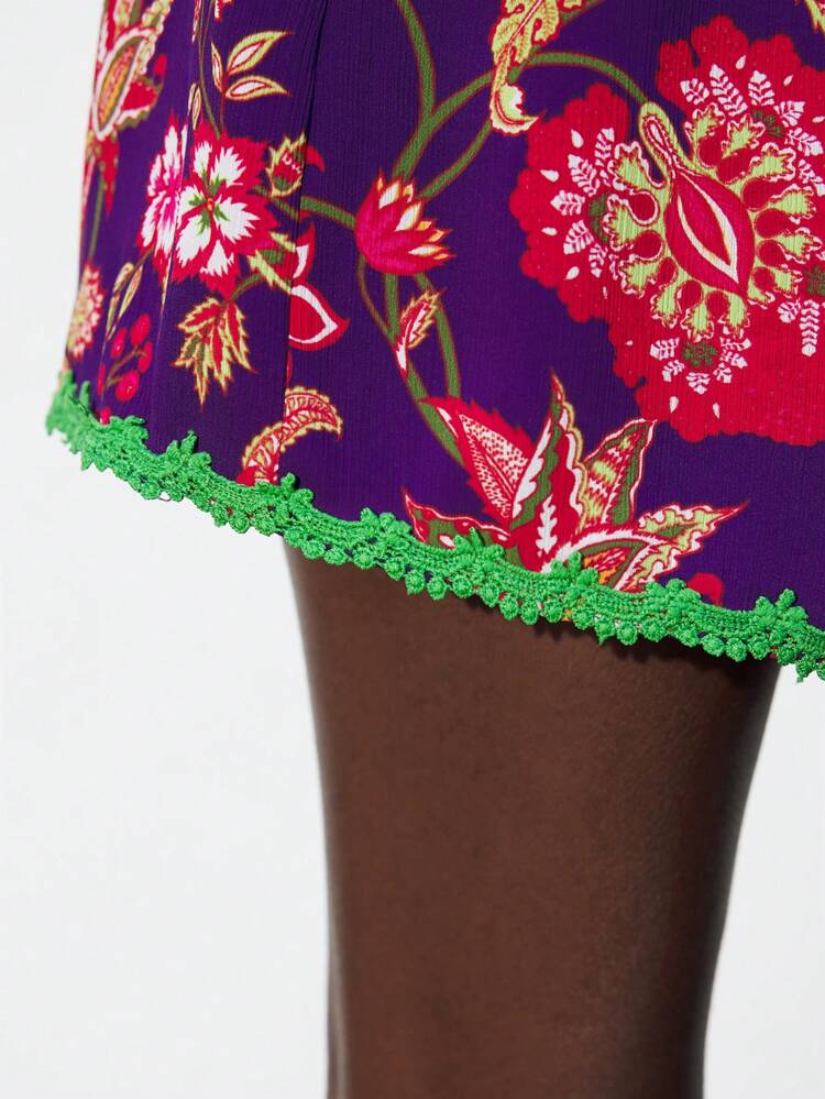 SHEIN Maija Pantalones cortos de mujer con estampado floral, cintura elástica, para el verano. Románticos, de moda y versátiles; adecuados para vacaciones de verano, cómodos, con estilo bohemio, para usar en la playa