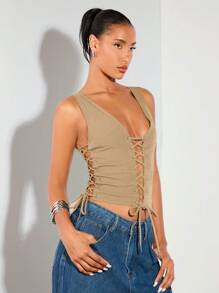 SHEIN BAE Summer Criss-Cross Hollow Out Sexy Camisole