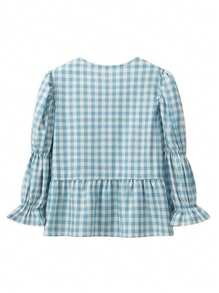 INAWLY Women's Spring/Fall Gingham Tie Front Puff Sleeve Oversized Cute Blouse - Multicolor - View 2