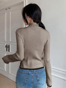 DAZY Women's Casual Color Block Asymmetric Hem Sweater, Autumn