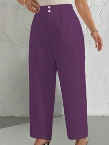 Celure 大码女式纯色口袋直筒西装裤