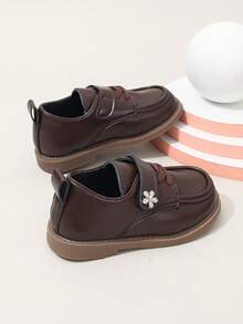 1 Pair Girls' Hook And Loop Casual Flat Shoes, Suitable For Spring And Summer - Brown - View 2