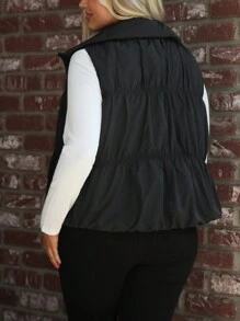 SHEIN LUNE Áo khoác nữ cỡ lớn mùa đông, màu trơn, có túi, khóa kéo, mặt trước lót lông mềm mại, kiểu dáng thường ngày, giữ ấm mùa đông, áo khoác dày dặn & áo parka, có thể gấp gọn, nhẹ, khóa kéo toàn thân, trang phục thiết yếu, đi làm, tối giản, đơn giản, trang phục công sở, phong cách cổ điển, trang phục thường ngày, trang phục thường ngày sành điệu, siêu ấm áp và mềm mại! Thích hợp cho kỳ nghỉ lễ. - màu đen - Xem 2