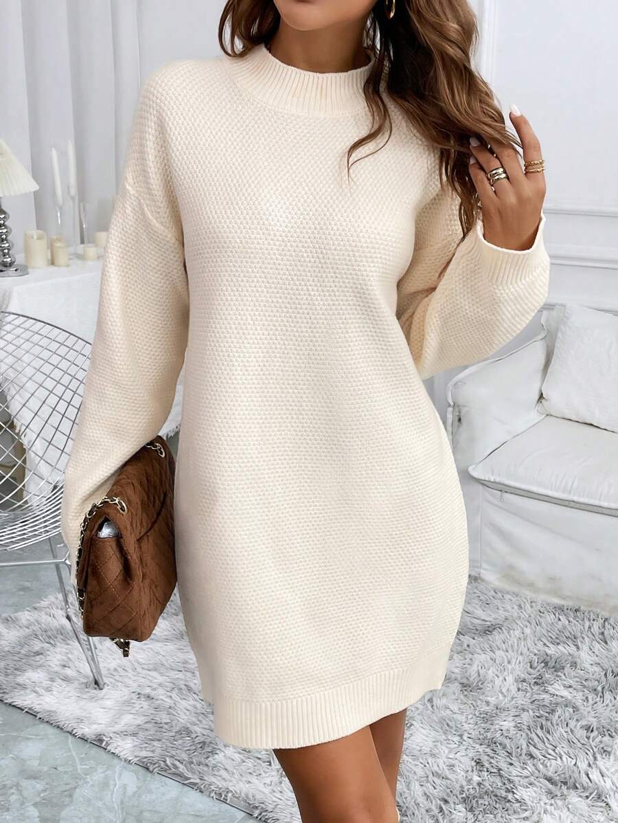 Chiquease Áo len dài tay cổ tròn màu mơ dành cho nữ, áo len chui đầu mùa thu đông. - Màu be - Xem 1