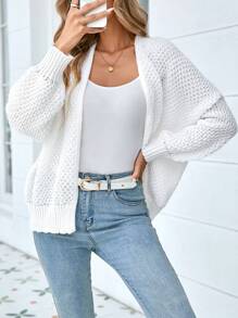 Women's Oversized Cute Crochet Cardigan Casual Lightweight Hollow Out V Neck Open Front Sweater