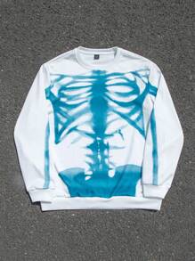 PAVTROS 春秋季男士休闲拼色骷髅印花运动衫