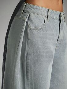 Denimoi 女士斜口袋按扣细节锥形牛仔裤 - 淺色水洗藍 - 查看 2