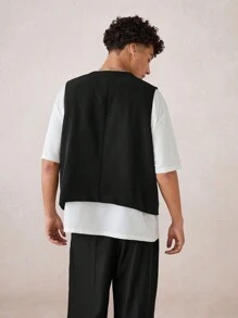 Manfinity VCAY Men's Slim Fitted Relaxed Fit Casual Suit Vest - Black - View 10