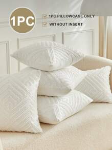 1 件装装饰条纹抱枕套，适用于沙发、客厅、沙发床家居装饰 - 白色 - 查看 2