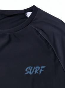 Manfinity KASUA 男士圆领长袖字母印花休闲冲浪 T 恤