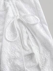 SHEIN MOD Váy ống xẻ nơ trắng thanh lịch cho nữ, gợi cảm, hippie, đi chơi, dạ hội hóa trang, bãi biển, ăn trưa, trang phục mèo, váy tiên, trang phục hòa nhạc cho nữ - trắng - Xem 4