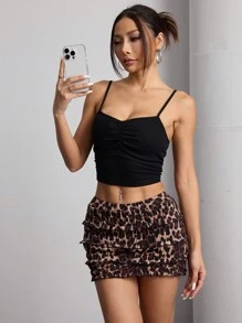 INAWLY Váy ngắn họa tiết da báo gợi cảm cho nữ, mùa hè - Nhiều màu - Xem 4