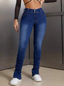 SHEIN SXY Jeans skinny avec poches, style décontracté pour femmes