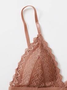 ROMWE Scallop Lace Triangle Bralet - Redwood - View 2