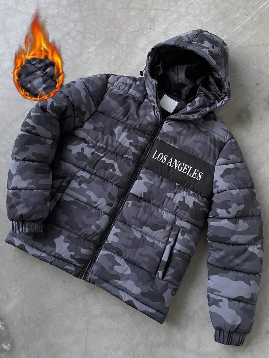 Manfinity Hypemode Men Hooded  Camo Print Jacket - Blue - View 1