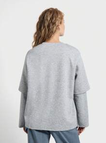 AiiRZ Embroidered Logo Double Sleeve Loose Boxy T-Shirt