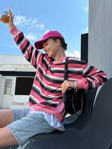 INAWLY Sudadera casual de mujer con rayas, top de manga larga para otoño - Multicolor - Ver 4