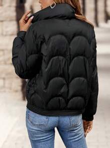 EMERY ROSE Chaqueta acolchada con cremallera y cuello alto casual y cálida para mujer, Invierno