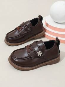 1 Pair Girls' Hook And Loop Casual Flat Shoes, Suitable For Spring And Summer - Brown - View 5