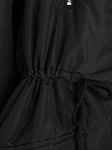 Flirla 大码纯色休闲夹棉外套，带口袋，长袖，长款，适合秋冬服装 - 黑色 - 查看 5