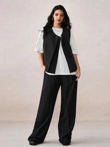 Manfinity VCAY Men's Slim Fitted Relaxed Fit Casual Suit Vest - Black - View 7