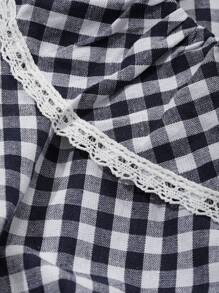 DAZY Floral Ruffled Loose Fit Nightgown In Country Style Pajama - Navy Blue - View 7