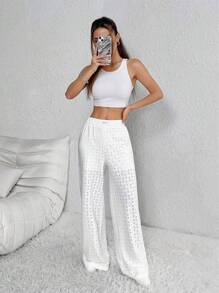 SHEIN Unity 时尚休闲镂空直筒裤