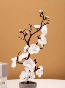 SHEIN 1 pezzo 29 cm Fiore di pesco artificiale con vaso, pianta floreale primaverile artificiale in vaso per decorazione interna ed esterna, piante finte, decorazione autunnale, camera, scrivania, decorazione da giardino, decorazione per la stanza, decorazione di San Valentino, fiori finti per decorazione del soggiorno di San Valentino, matrimonio, compleanno, decorazione autunnale, decorazione da cucina, pianta per decorazione della casa, forniture scolastiche