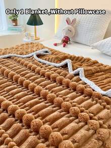 1pc Faux Rabbit Fur Blanket, Casual Home Decor Throw - Coffee Brown - View 6