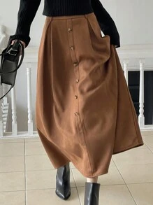 DAZY Jupe casual unie épaisse pour femmes, automne/hiver, doublure thermique