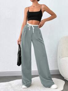 SHEIN Tall Pantalón inferior y pantalón cómodo para mujeres altas - verde menta - Ver 6
