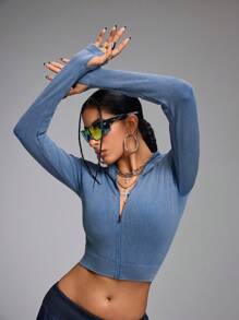 Innovista Innovista 无缝罗纹天蓝色前拉链连帽运动夹克，女式秋季运动上衣，防擦伤，速干，吸湿排汗，日常运动休闲服，跑步，骑行，HIIT 训练，运动服，舒适运动，有氧运动，自行车，CrossFit，网球，高尔夫比赛，桨板，户外运动，健康 TT，病毒式 IG，Reel Ready，FYP，INSTA，OOTD，蓝色，工作妈妈，健身，性能装备，影响者，时尚，百搭，日常穿着，耐用的优质上衣，适合更年期，重返校园，秋季健身系列，热销 Lulu 替代品，质量好，价格实惠，预算友好，健身服，体育训练，有氧运动，健身 - 霧霾藍 - 查看 11