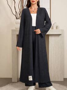 Seusyu Bộ 2 áo khoác và quần xếp ly họa tiết cao cấp cho nữ - Màu xám đen - Xem 3